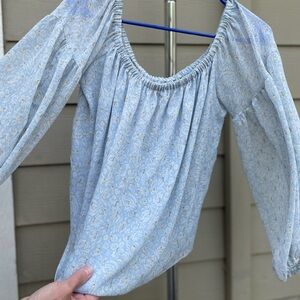 Express Light Blue Floral Blouse